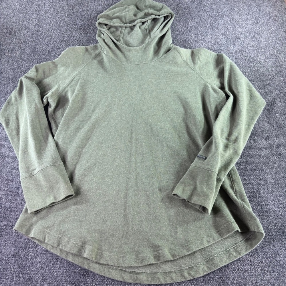 Columbia Hoodie‎ Womens XL Olive Green Crossover Hood High Low Hem Pullover